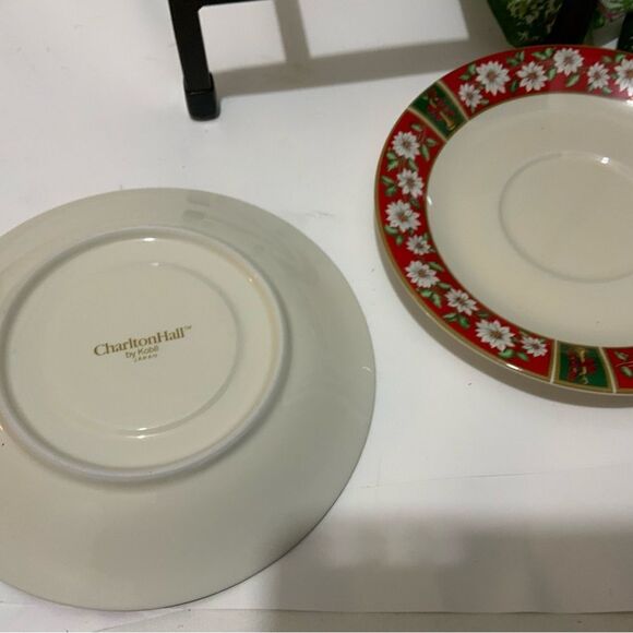 Charlton Hall Classic Traditions 6” Christmas set 2 desert Plate Kobe Japan B7 - Picture 4 of 5